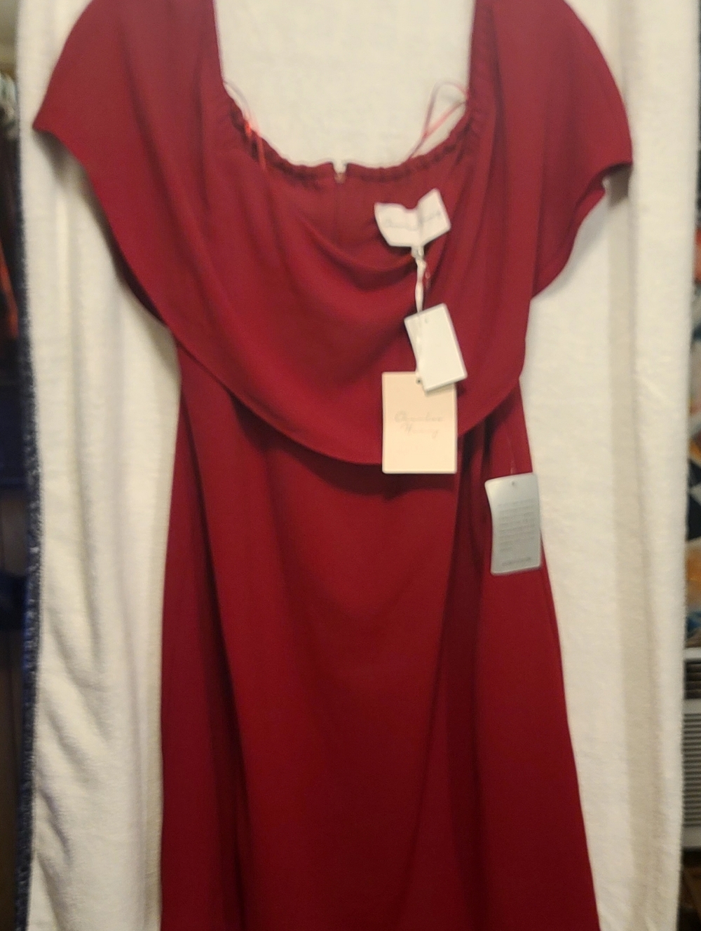 Charles Henry Red Maxi Dress with Draped Cowl Neck